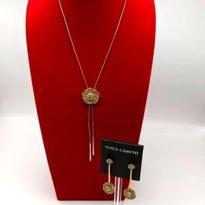 Vince Camuto Flower Necklace and Earrings Gold-tone Jewelry Set